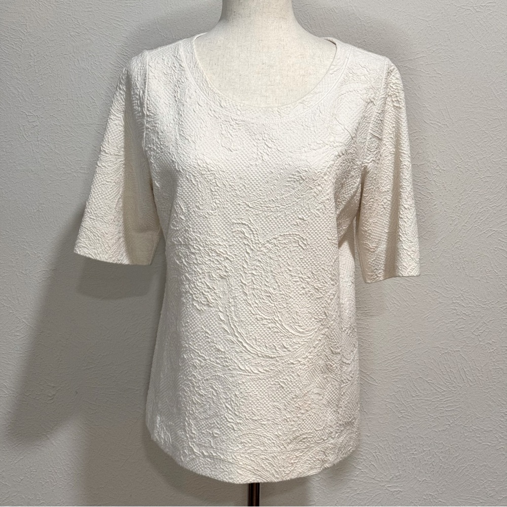LOFT Cream Textured Women's Top Size M